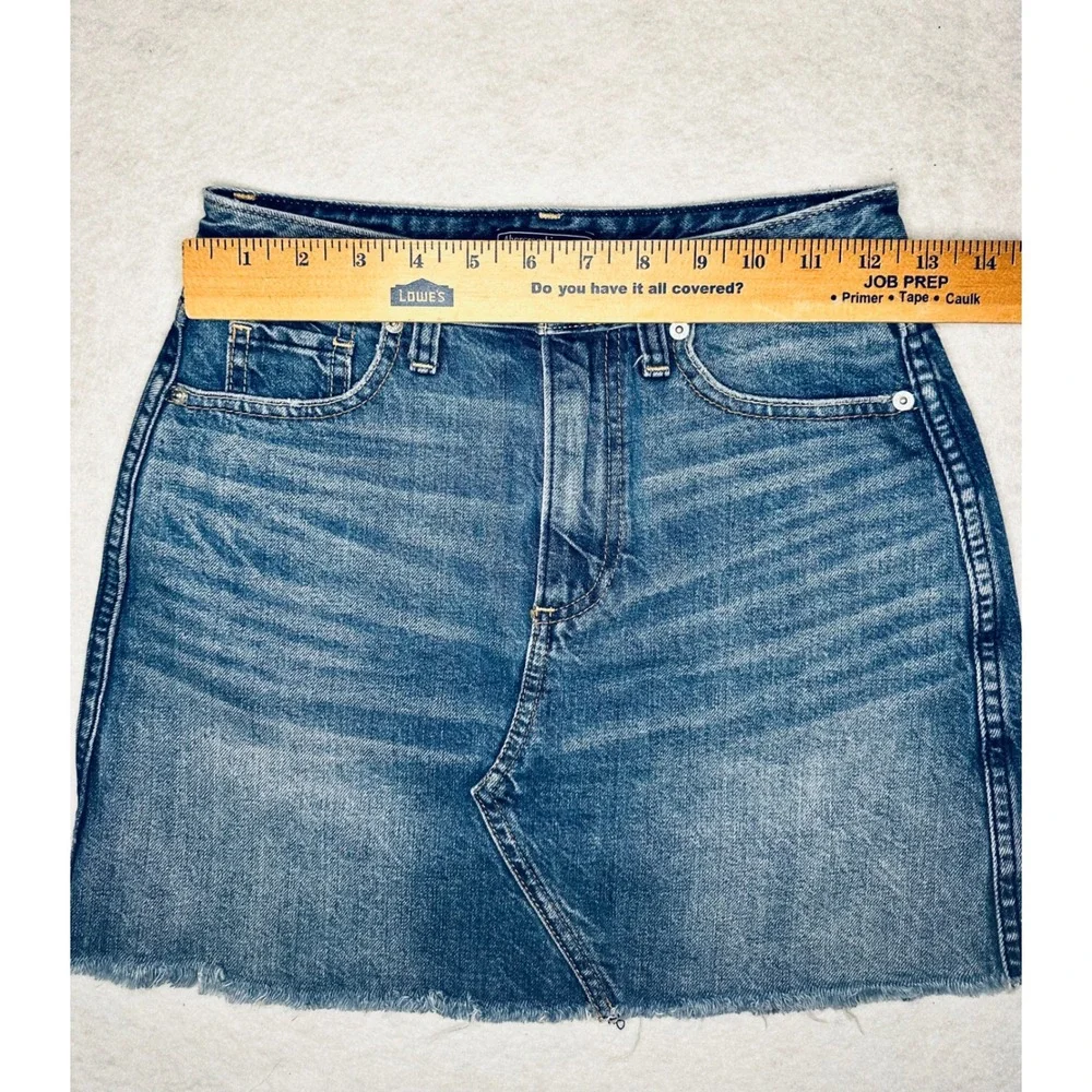 Abercrombie & Fitch Denim Mini Skirt Frayed Hem Casual Blue Size 24 - Picture 2 of 9